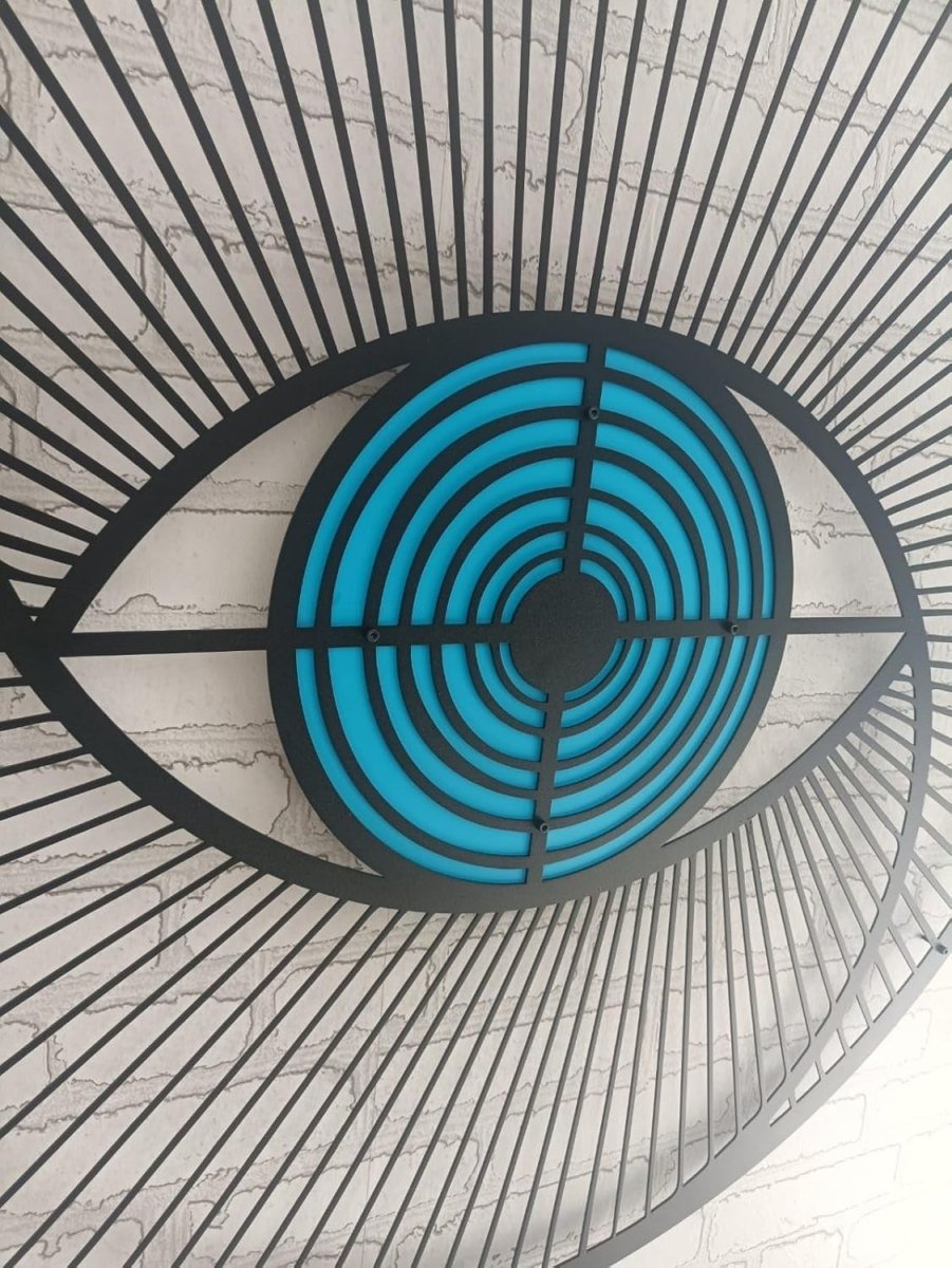 Large Modern Eye Metal Wall Art 61cm Abstract Black Decor - Kwikley