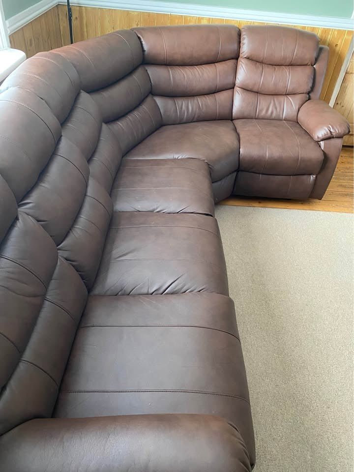 Large Modular Brown Leather Corner Sofa (PTP) - Kwikley