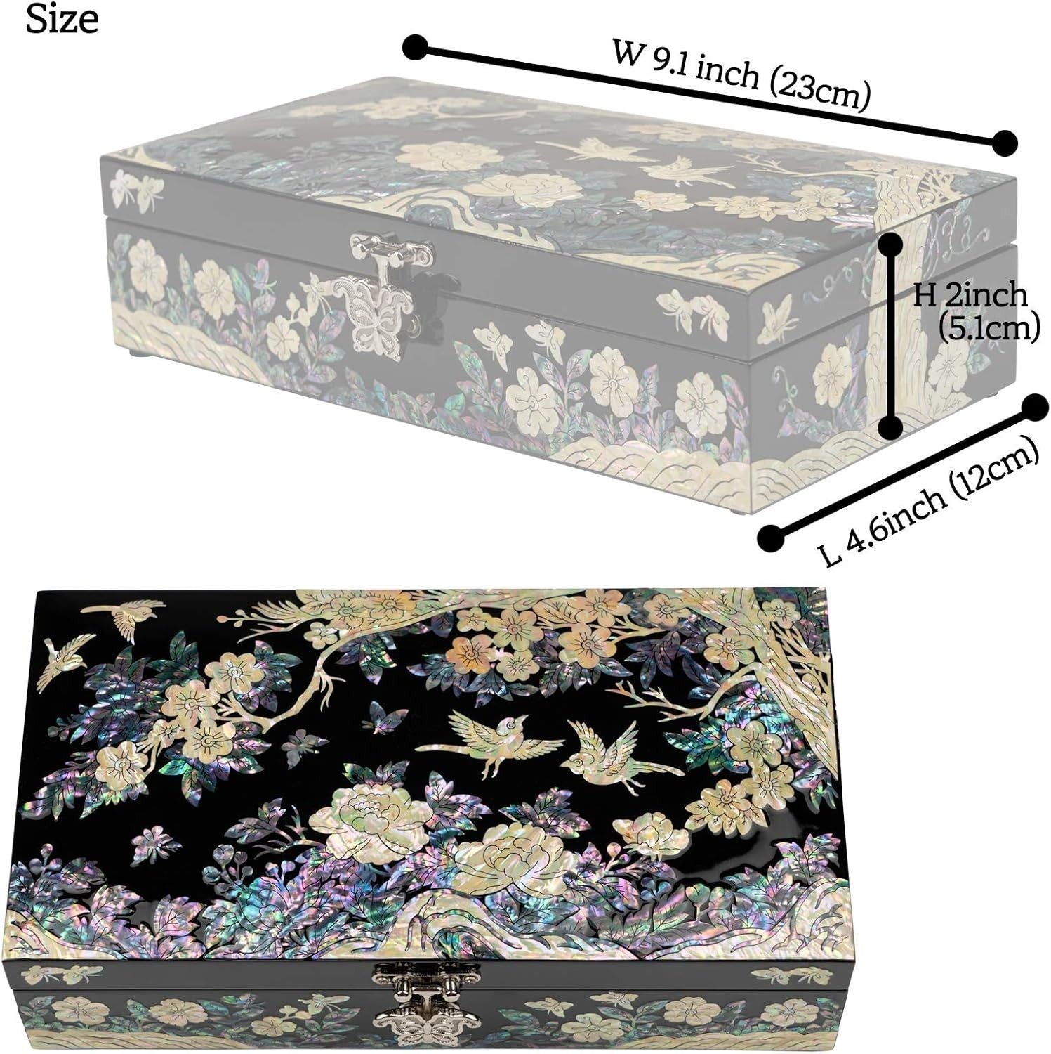 Large Mother of Pearl Jewellery Organizer Box Handmade Ring Tray - Kwikley