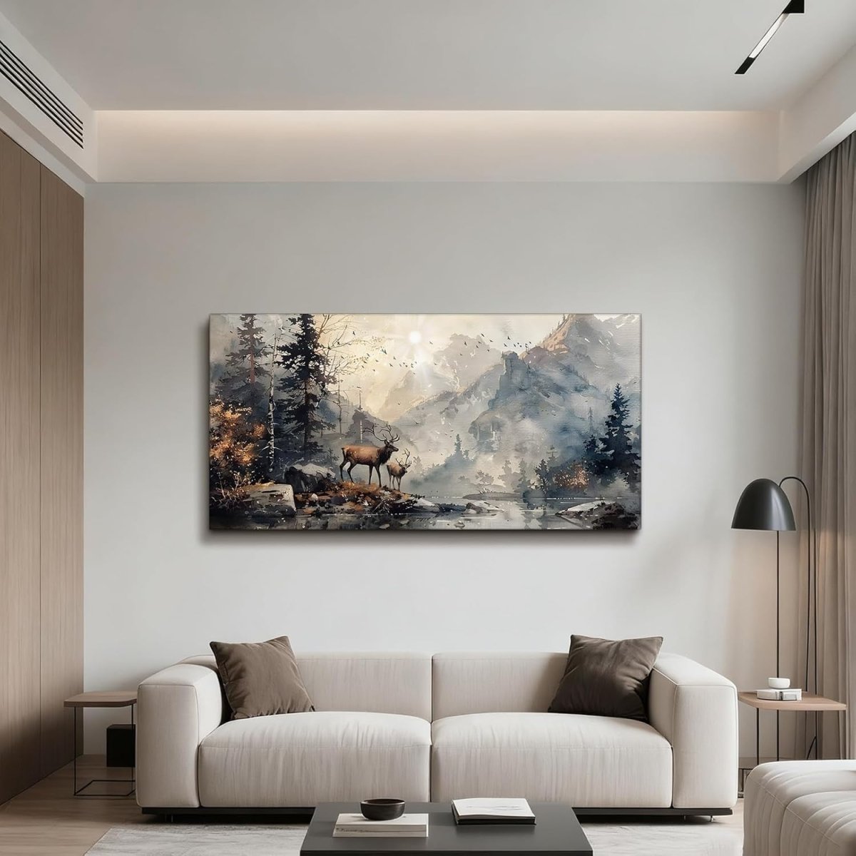 Large Mountain Canvas Wall Art 59x119cm Modern Landscape - Kwikley