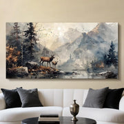 Large Mountain Canvas Wall Art 59x119cm Modern Landscape - Kwikley