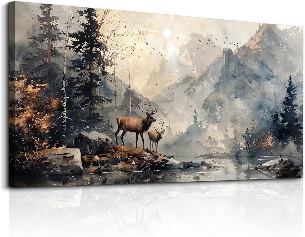 Large Mountain Canvas Wall Art 59x119cm Modern Landscape - Kwikley