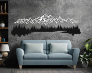 Large Mountain Forest Metal Wall Art 120x40cm Modern Decor - Kwikley