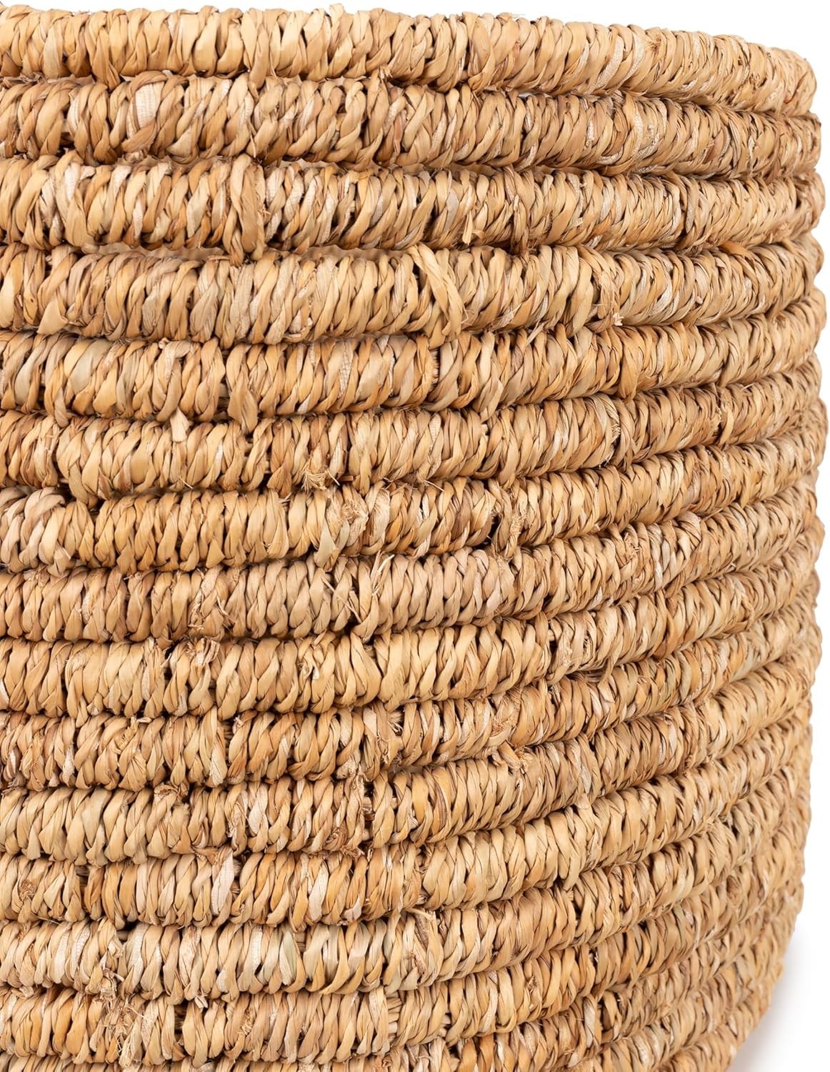 Large Natural Seagrass Storage & Laundry Baskets Set – Durable Ringed Design, 45 - Kwikley