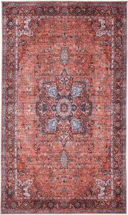 Large Oriental Area Rug 300x500cm Red Blue Low Pile Machine Washable - Kwikley