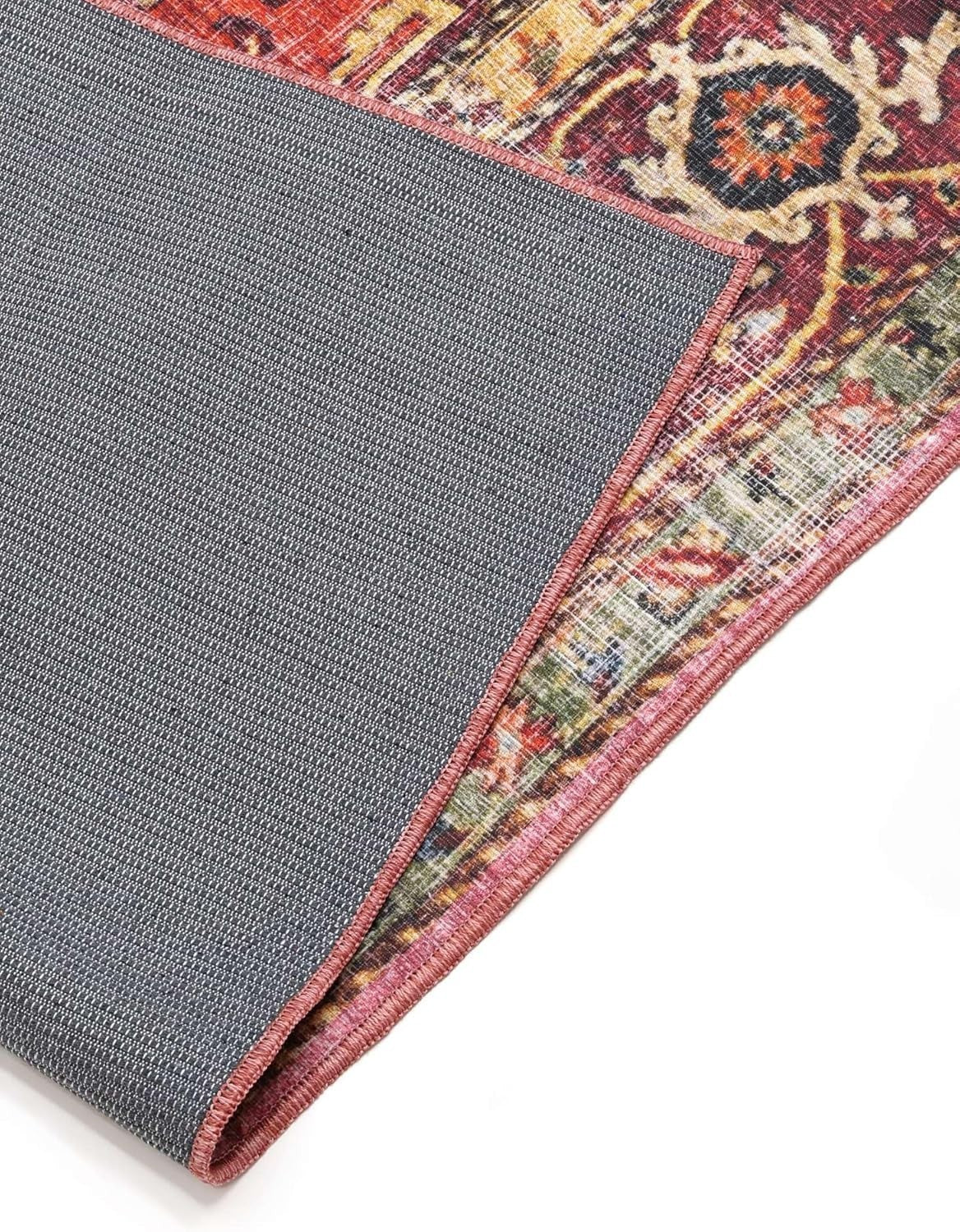 Large Oriental Area Rug 300x500cm Red Pink Low Pile Machine Washable - Kwikley