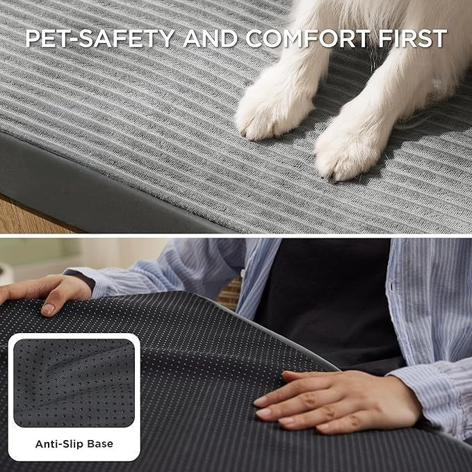 Large Orthopedic Dog Bed 104x69cm Washable Crate Mat Grey - Kwikley