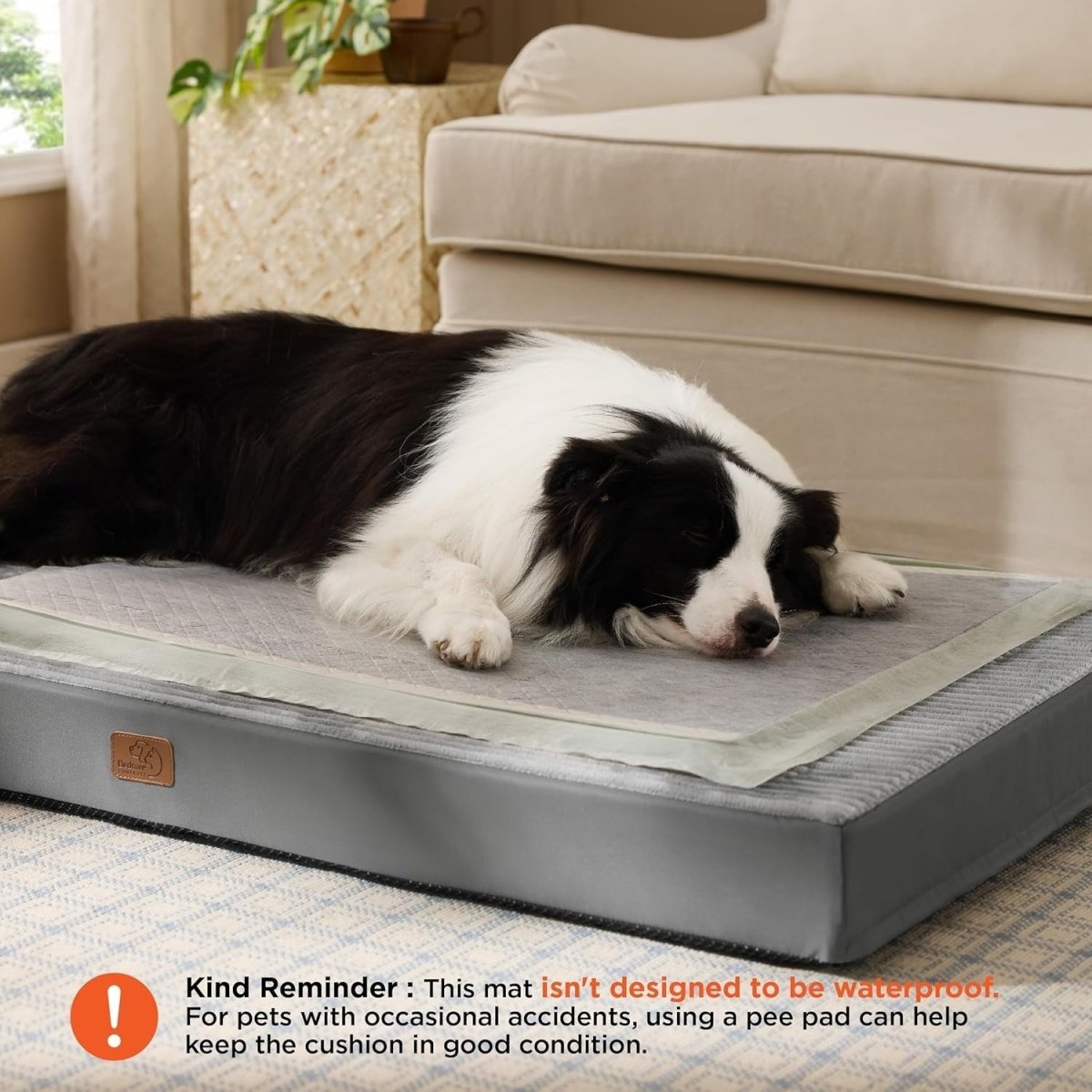 Large Orthopedic Dog Bed 104x69cm Washable Crate Mat Grey - Kwikley