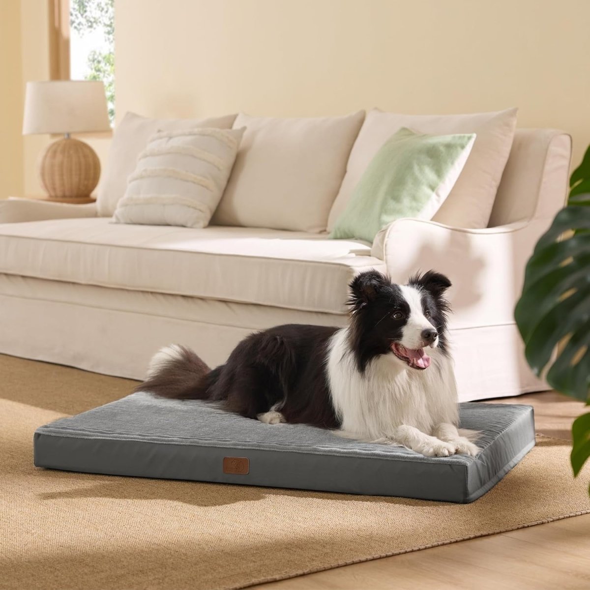Large Orthopedic Dog Bed 104x69cm Washable Crate Mat Grey - Kwikley