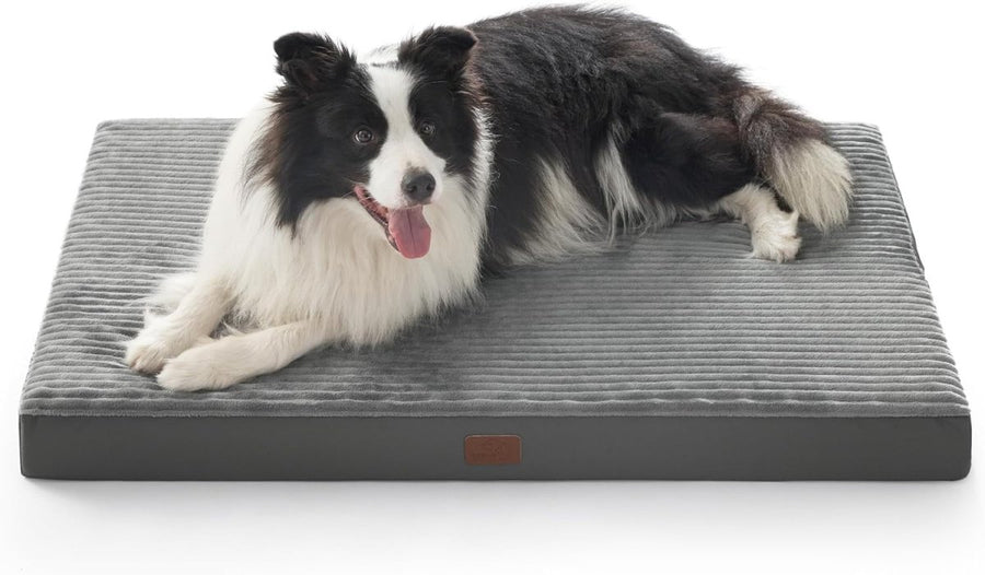 Large Orthopedic Dog Bed 104x69cm Washable Crate Mat Grey - Kwikley