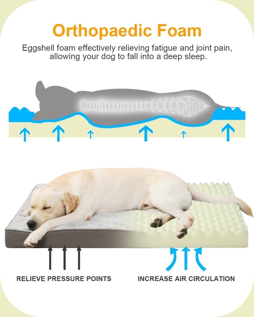 Large Orthopedic Dog Bed 91x68cm Waterproof Washable Grey - Kwikley