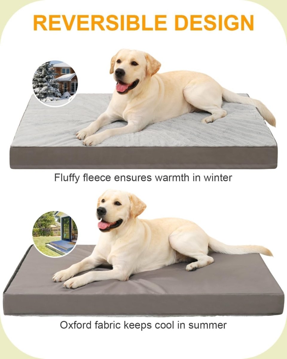 Large Orthopedic Dog Bed 91x68cm Waterproof Washable Grey - Kwikley