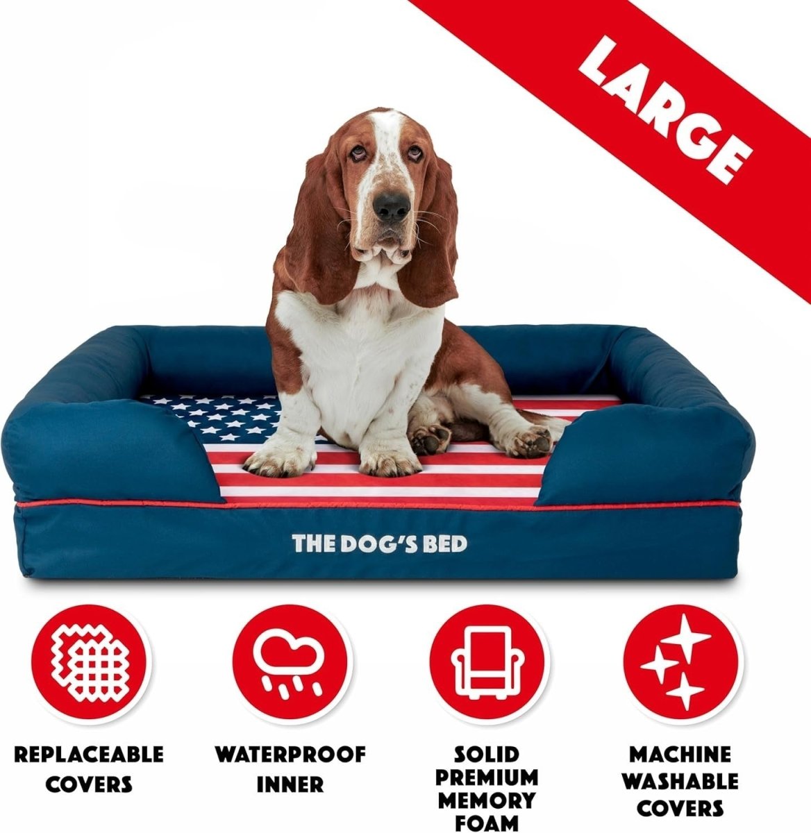 Large Orthopedic Dog Bed Memory Foam Washable 91x70cm USA - Kwikley