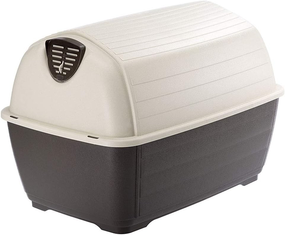 Large Outdoor Dog House Weatherproof Resin Kennel 89x60x60cm Ventilated - Kwikley