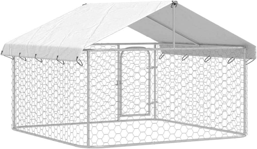 Large Outdoor Dog Kennel 200x200x150cm – Steel Frame, Roof, Secure, Weatherproof - Kwikley
