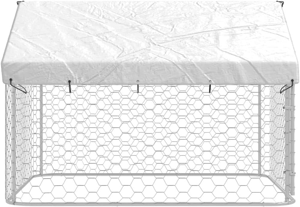 Large Outdoor Dog Kennel 200x200x150cm – Steel Frame, Roof, Secure, Weatherproof - Kwikley