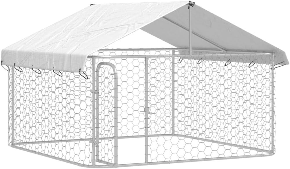 Large Outdoor Dog Kennel 200x200x150cm – Steel Frame, Roof, Secure, Weatherproof - Kwikley