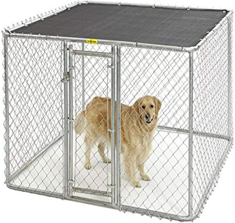 Large Outdoor Dog Kennel 6x6ft Chain Link Run + Sunshade | Secure & Portable - Kwikley