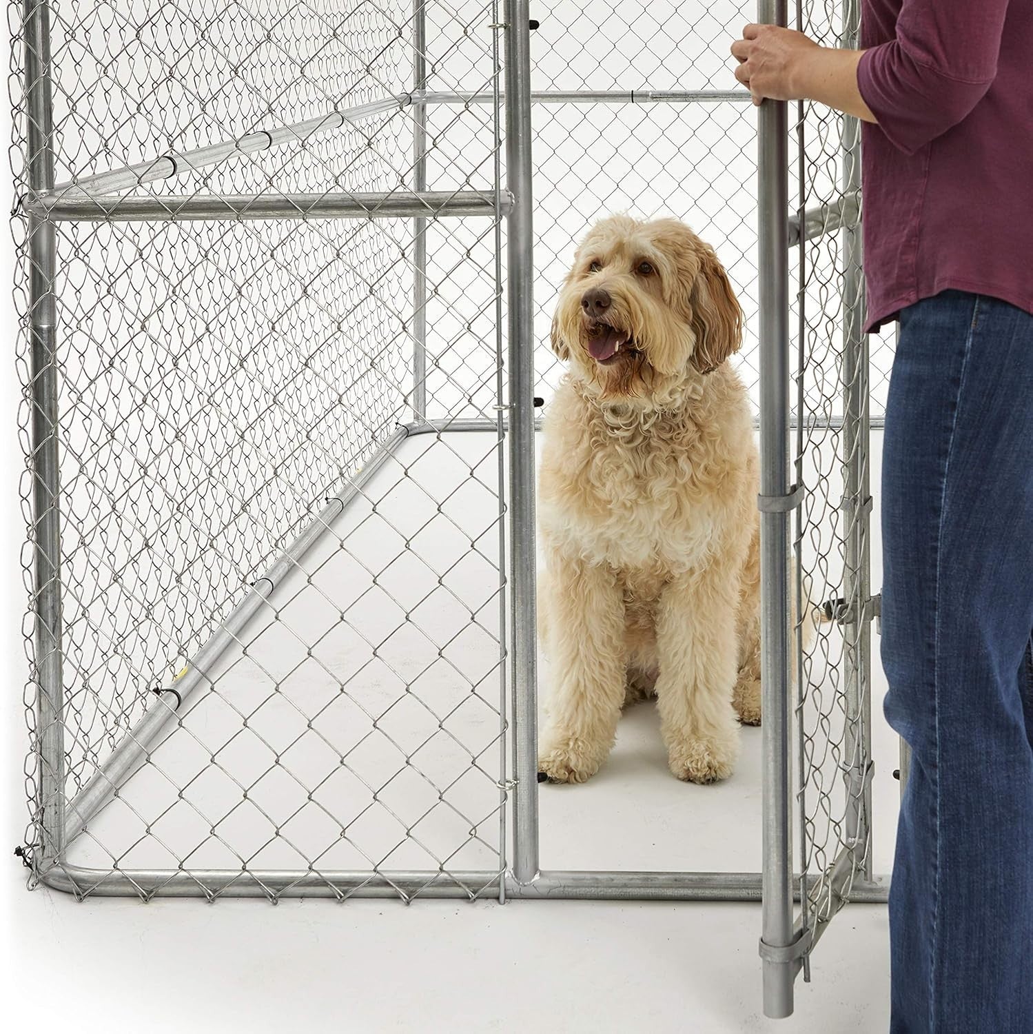 Large Outdoor Dog Kennel 6x6ft Chain Link Run + Sunshade | Secure & Portable - Kwikley