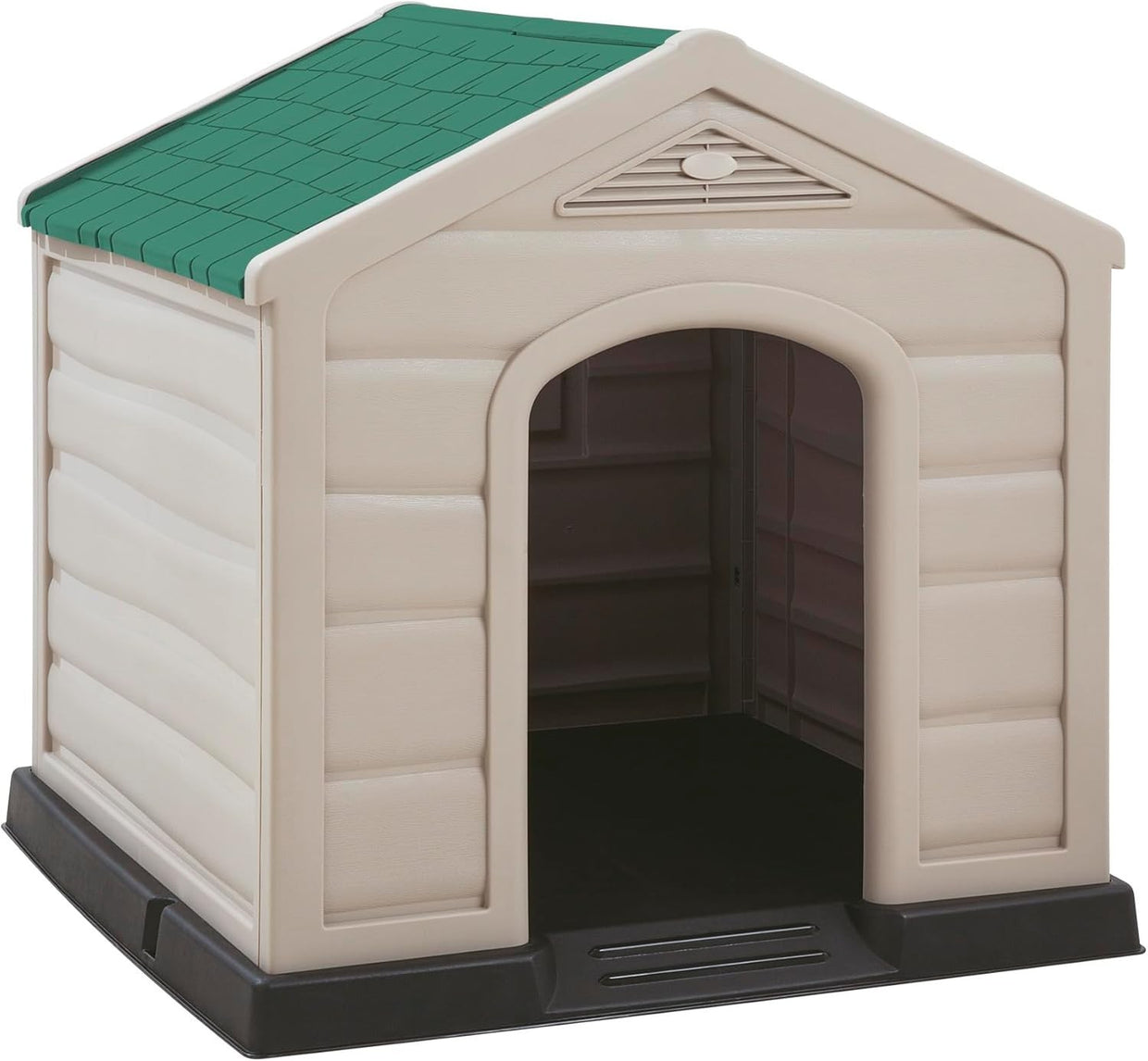 Large Outdoor Dog Kennel House Green Roof Weatherproof Easy Clean Shelter - Kwikley