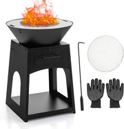 Large Outdoor Fire Pit Grill 2 - in - 1 Wood Burning Heater BBQ Stove Durable Metal - Kwikley