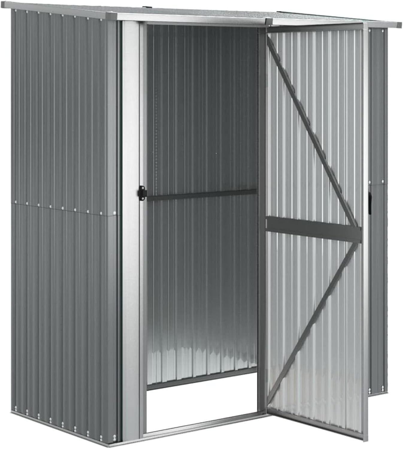 Large Outdoor Metal Garden Shed Storage House with Handle & Sloped Roof 209cm - Kwikley
