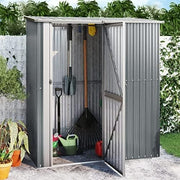 Large Outdoor Metal Garden Shed Storage House with Handle & Sloped Roof 209cm - Kwikley