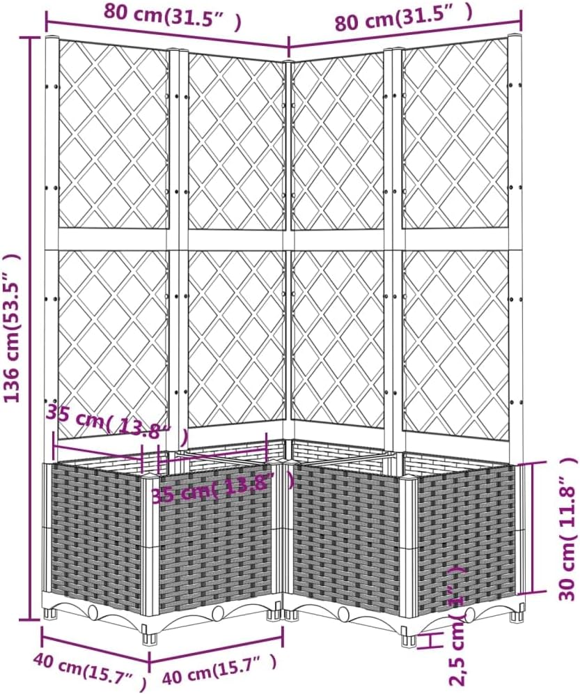 Large Outdoor Planter with Trellis 136cm Climbing Plant Support Box - Kwikley