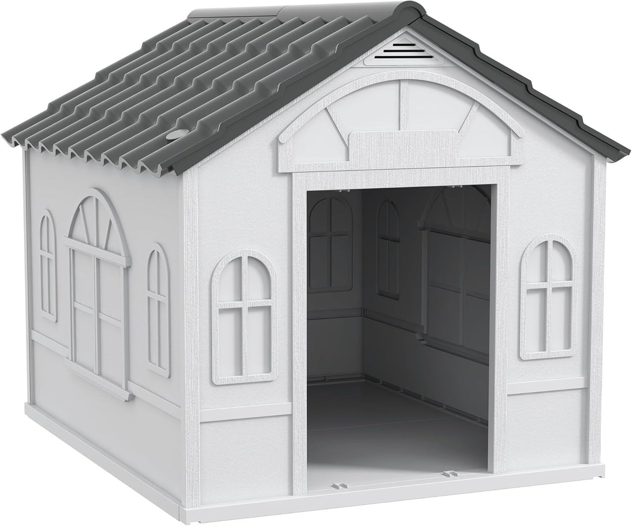 Large Outdoor Plastic Dog House 98x84x82cm | Weatherproof Kennel for 30kg Pets - Kwikley