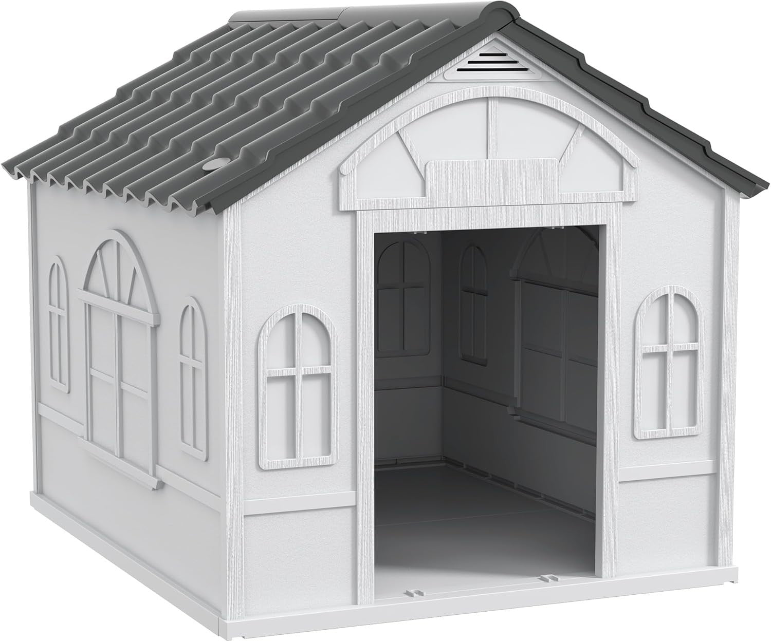 Large Outdoor Plastic Dog House 98x84x82cm | Weatherproof Kennel for 30kg Pets - Kwikley