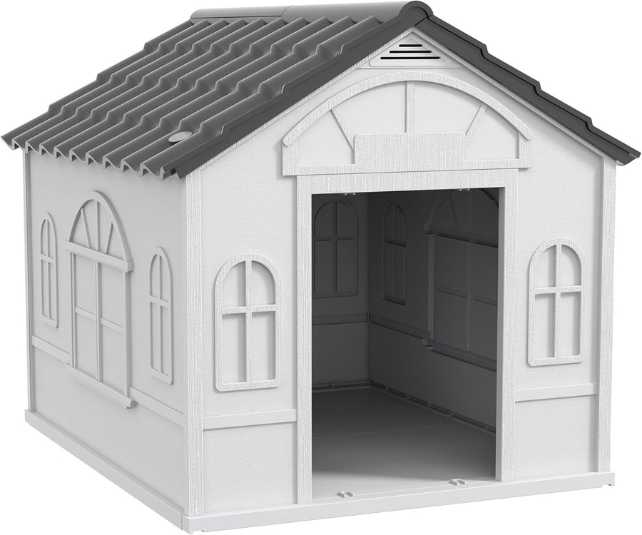Large Outdoor Plastic Dog House 98x84x82cm | Weatherproof Kennel for 30kg Pets - Kwikley