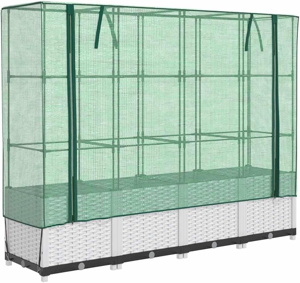 Large Outdoor Raised Garden Bed with Greenhouse Cover 🌿 Rattan Look Planter - Kwikley