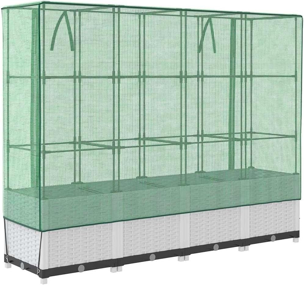 Large Outdoor Raised Garden Bed with Greenhouse Cover 🌿 Rattan Look Planter - Kwikley