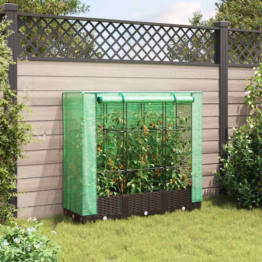 Large Outdoor Raised Garden Bed with Greenhouse Cover – Rattan Look Planter Box - Kwikley
