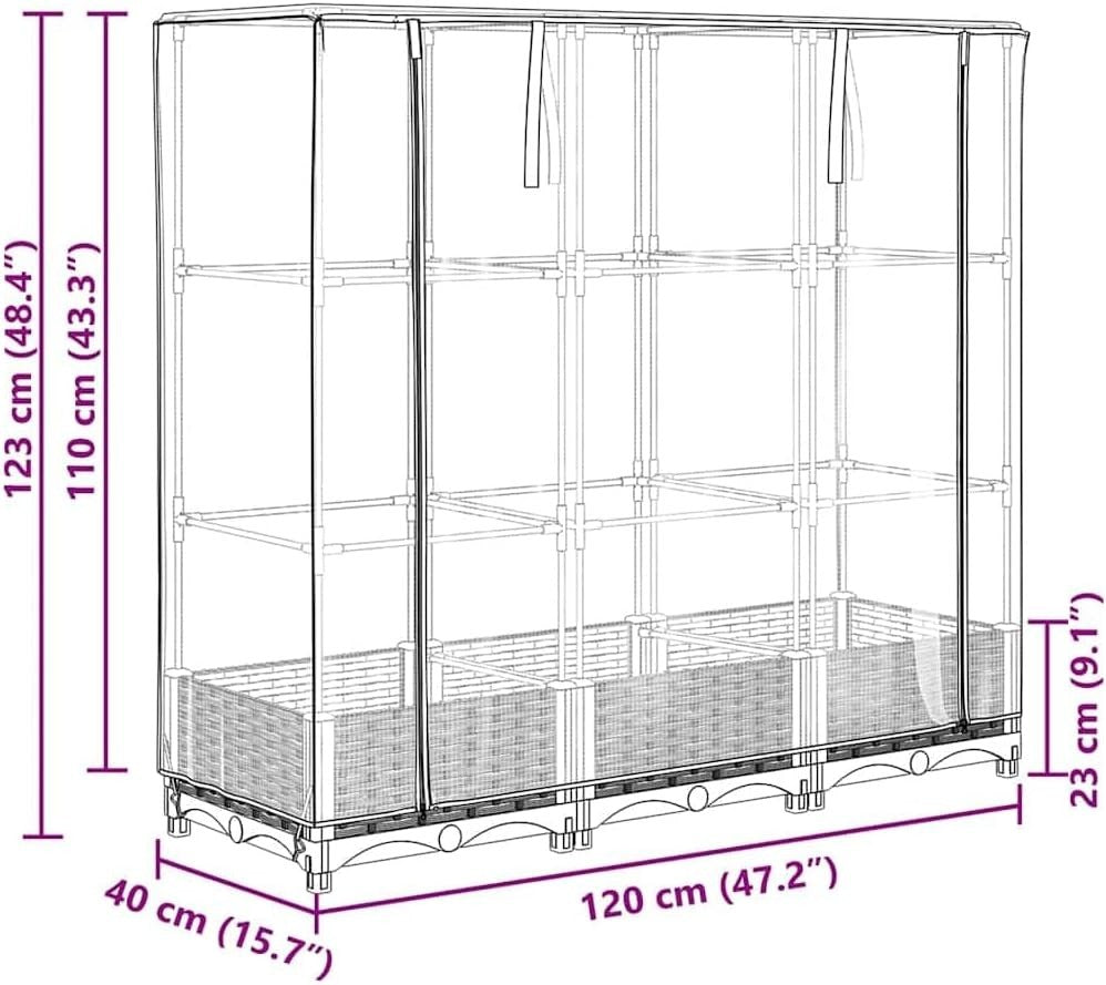 Large Outdoor Raised Garden Bed with Greenhouse Cover – Rattan Look Planter Box - Kwikley