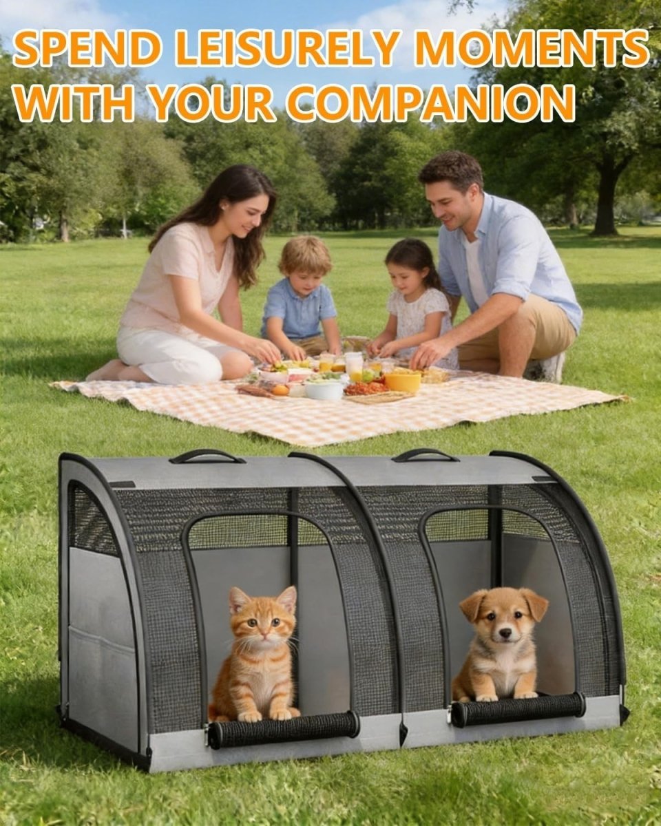 Large Pet Travel Carrier Foldable Dog Cat Crate 2 Pets Car Back Seat - Kwikley