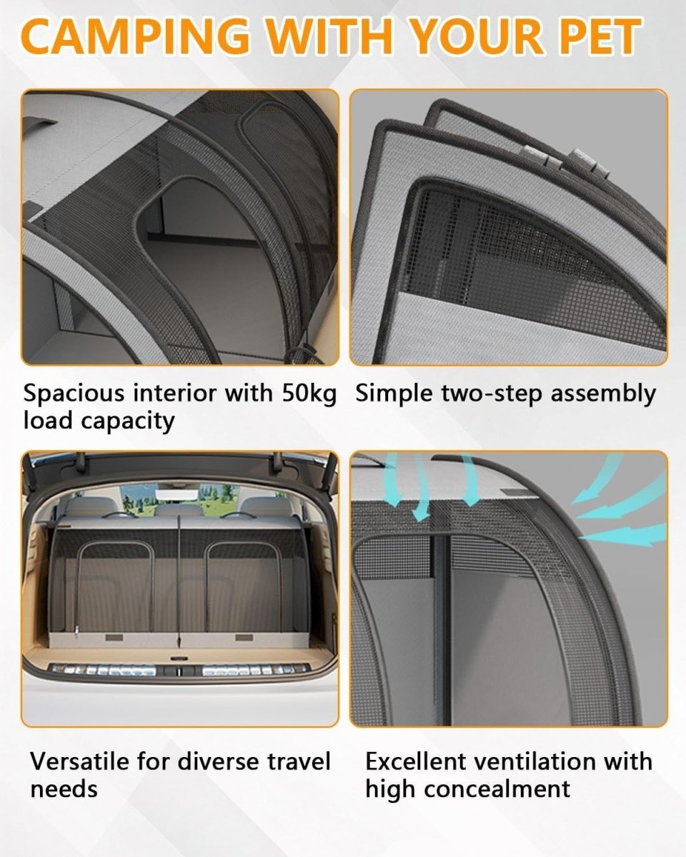 Large Pet Travel Carrier Foldable Dog Cat Crate 2 Pets Car Back Seat - Kwikley