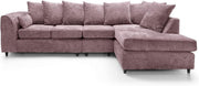 Large Pink Chenille Corner Sofa – Right Hand L - Shaped Couch – 5 Seater - Kwikley