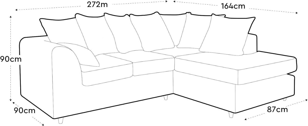 Large Pink Chenille Corner Sofa – Right Hand L - Shaped Couch – 5 Seater - Kwikley
