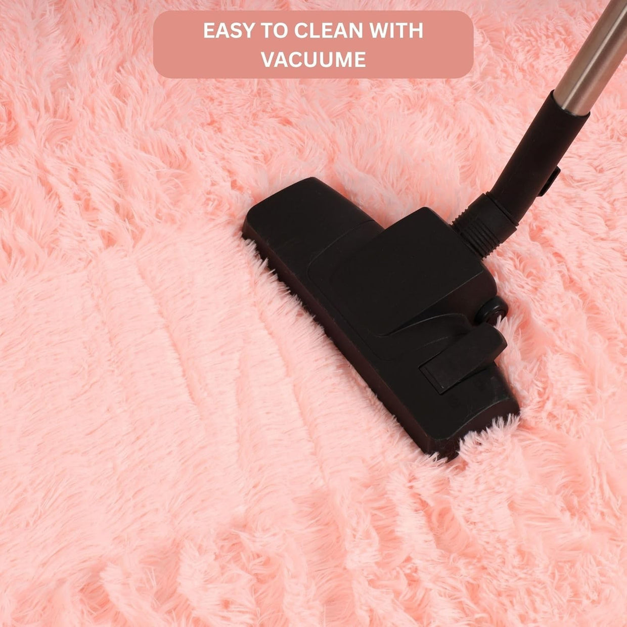 Large Pink Shaggy Rug 200x290cm Soft Fluffy Thick Pile Non Slip Bedroom Carpet - Kwikley