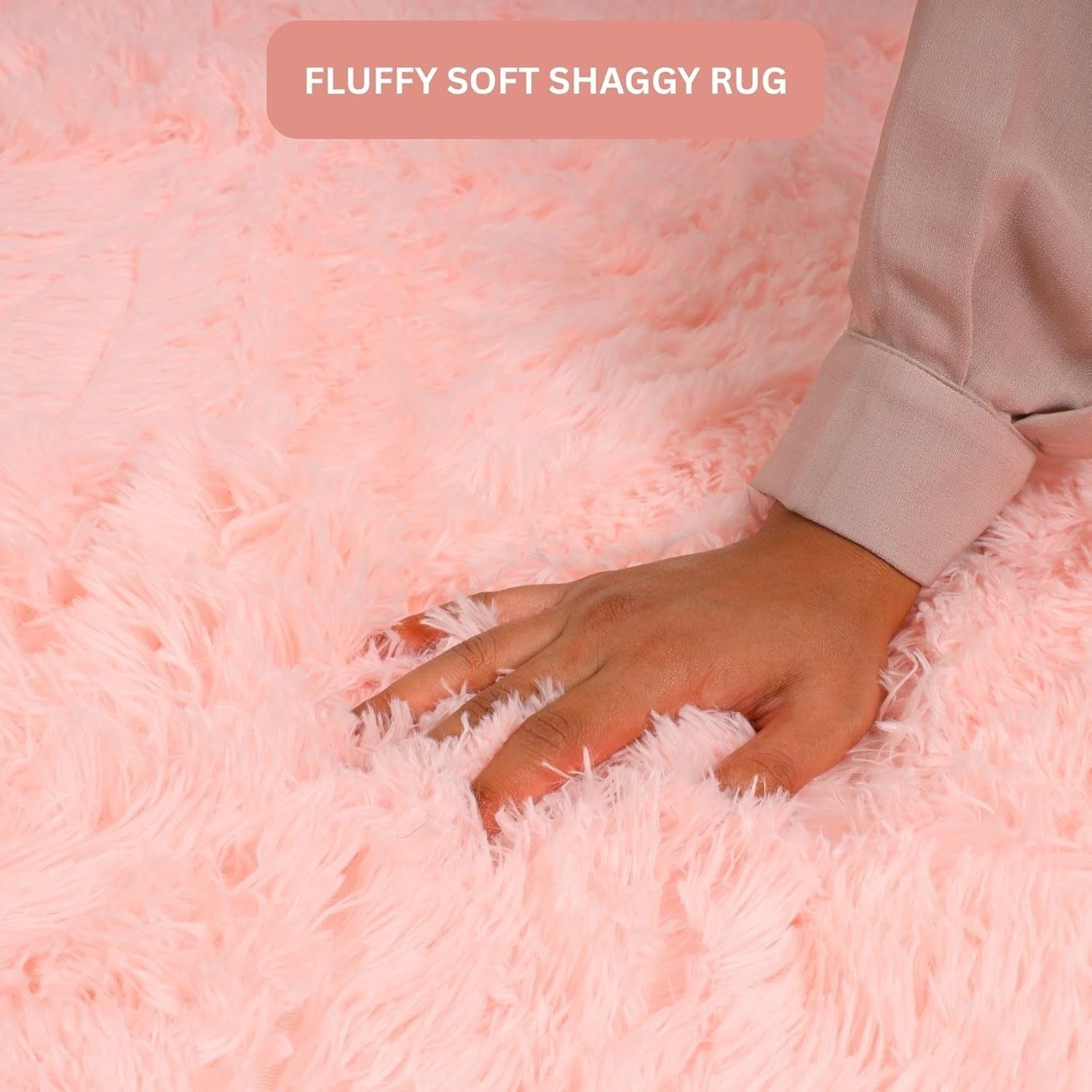 Large Pink Shaggy Rug 200x290cm Soft Fluffy Thick Pile Non Slip Bedroom Carpet - Kwikley