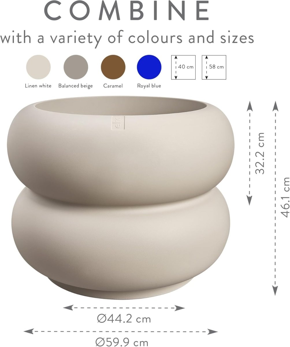 Large Plant Pot 60cm Beige Indoor Outdoor Recycled Plastic - Kwikley