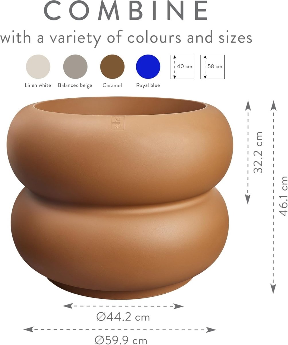 Large Plant Pot 60cm Caramel Indoor Outdoor Recycled Plastic - Kwikley