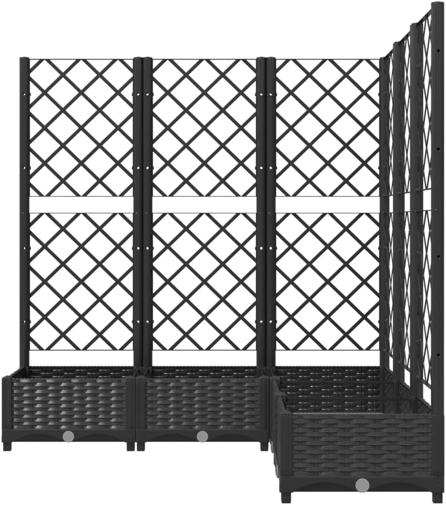 Large Planter with Trellis 120cm Raised Garden Bed Black Outdoor - Kwikley