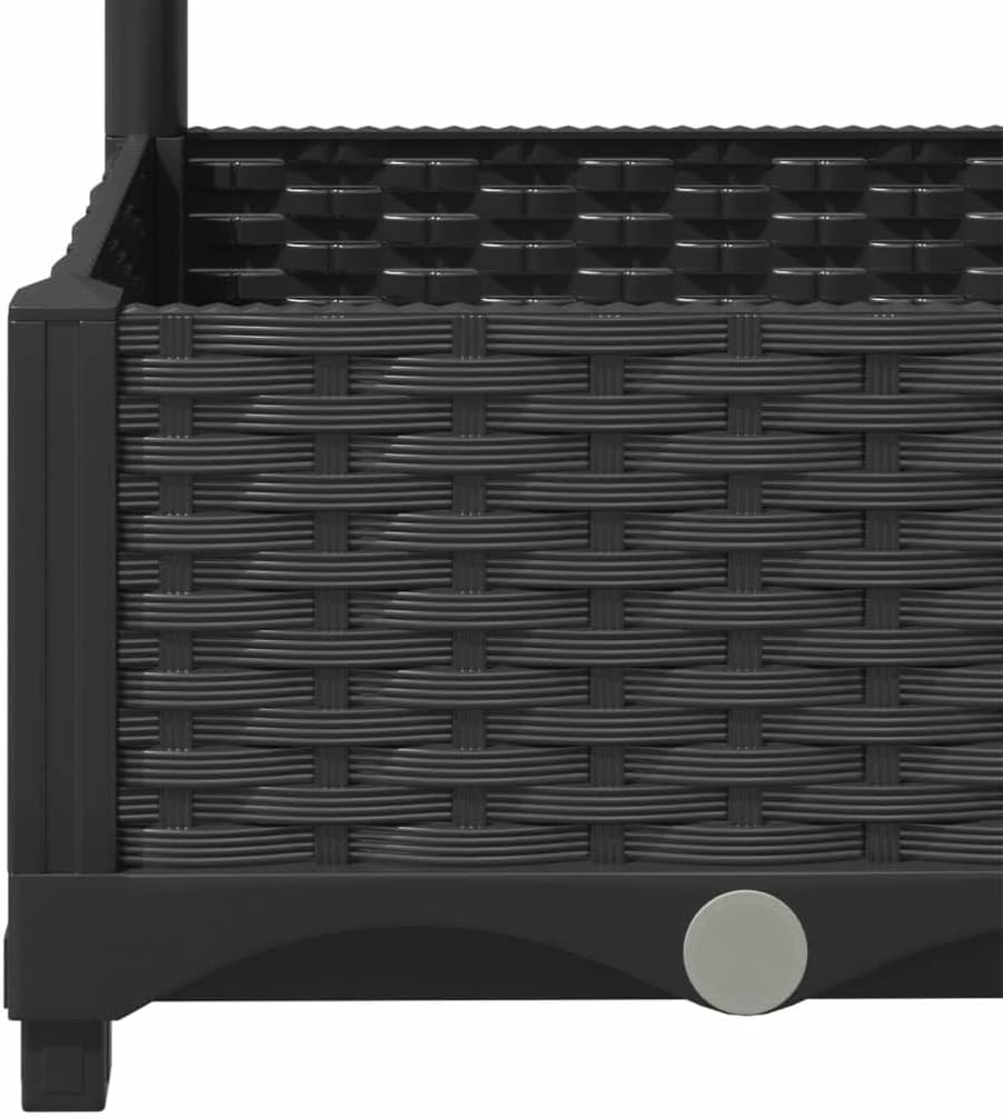 Large Planter with Trellis 120cm Raised Garden Bed Black Outdoor - Kwikley
