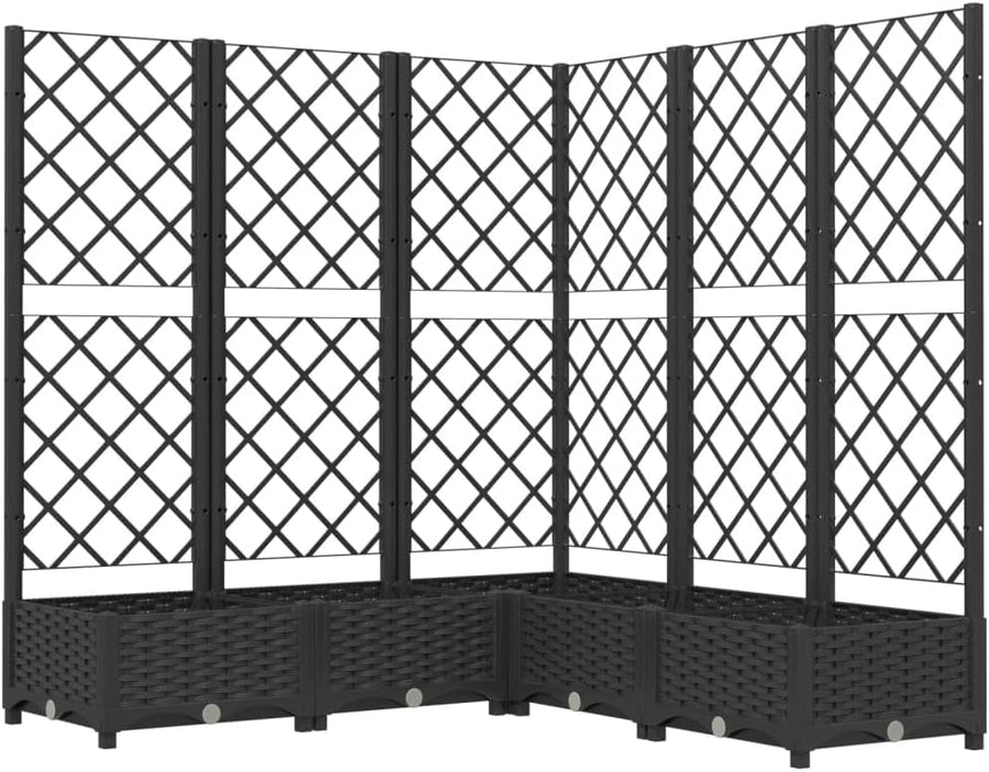 Large Planter with Trellis 120cm Raised Garden Bed Black Outdoor - Kwikley