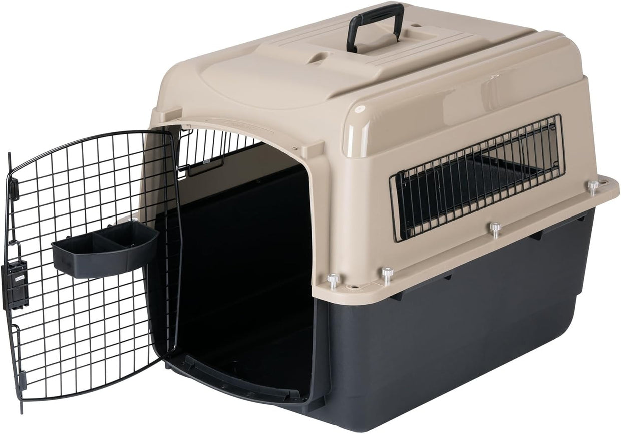 Large Plastic Pet Travel Crate 71x52x55cm Airy Lockable Dog Carrier Kennel - Kwikley