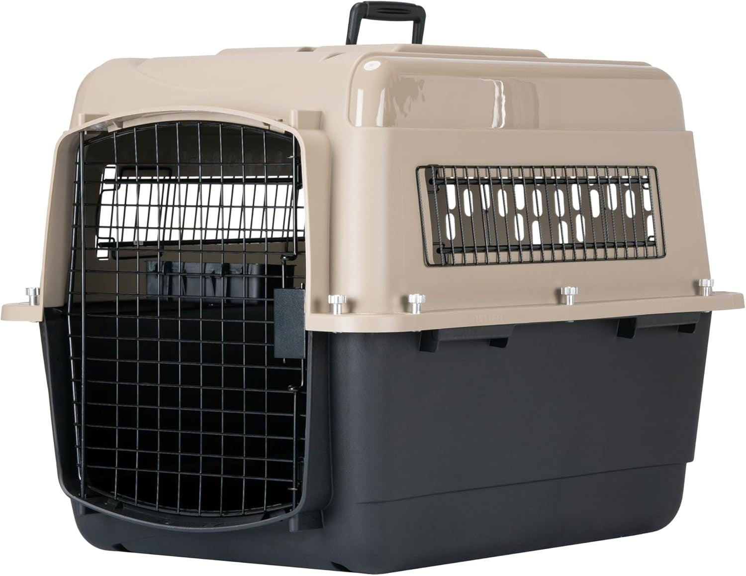 Large Plastic Pet Travel Crate 71x52x55cm Airy Lockable Dog Carrier Kennel - Kwikley