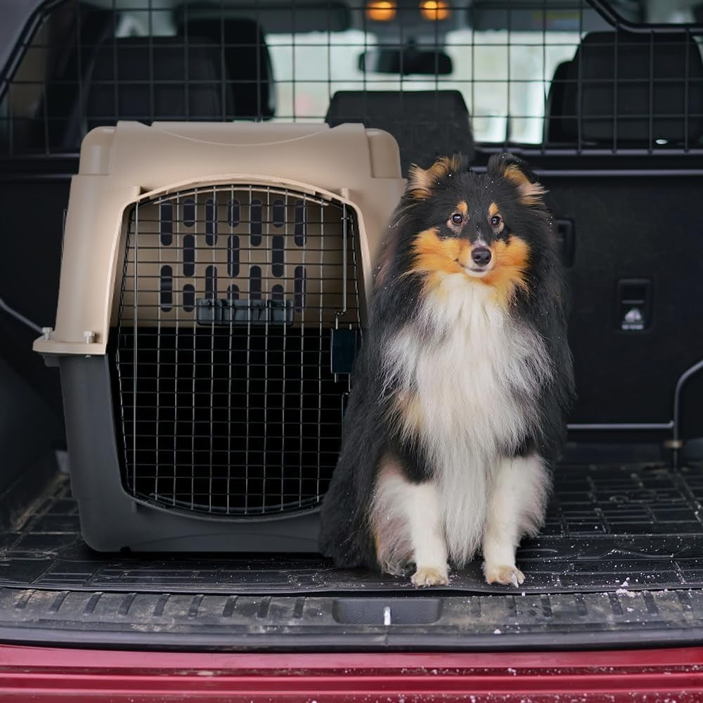 Large Plastic Pet Travel Crate 71x52x55cm Airy Lockable Dog Carrier Kennel - Kwikley