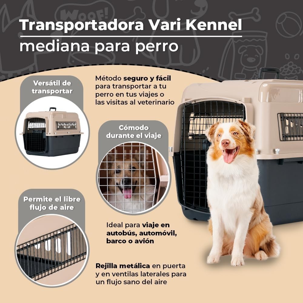 Large Plastic Pet Travel Crate 71x52x55cm Airy Lockable Dog Carrier Kennel - Kwikley